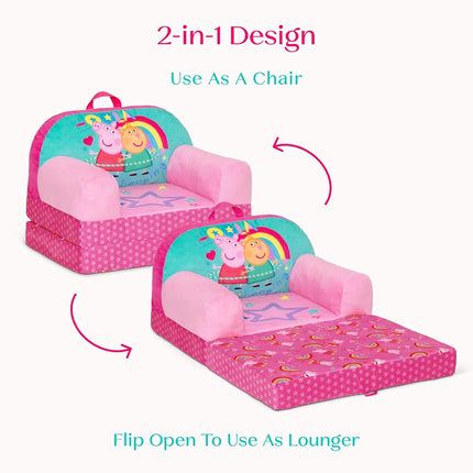 Delta Children - Peppa Pig Cozee Buddy Flip-Out Kids Chair - Greenguard Gold Certified, Pink