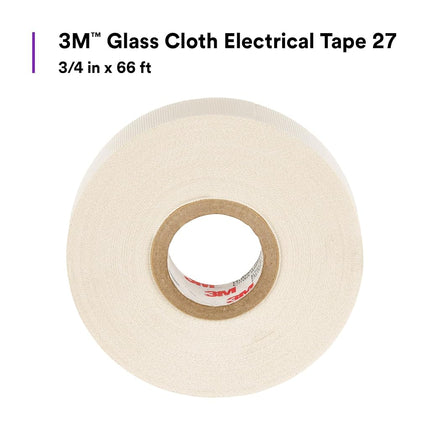 3M Glass Cloth Electrical Tape 27, 3/4 in X 66 FT