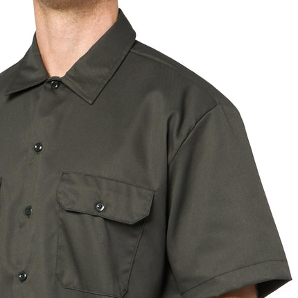 Dickies Mens Short Sleeve Work Shirt, Olive Green, XX-Large Big Tall