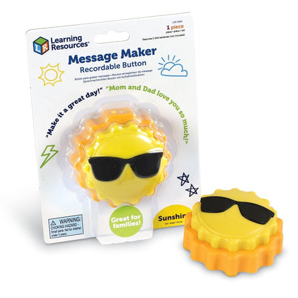 Learning Resources Message Maker Recordable Button Sunshine, Social Emotional Learning Toys, Social Emotional Learning Games, 1 Piece