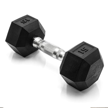Cap Barbell 15 LB Coated Hex Dumbbell Weight, New Edition