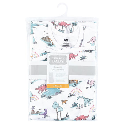 Hudson Baby Unisex Baby Convertible Swaddle Sleep Sack, Pink Dinosaur Adventures, 3-9 Months