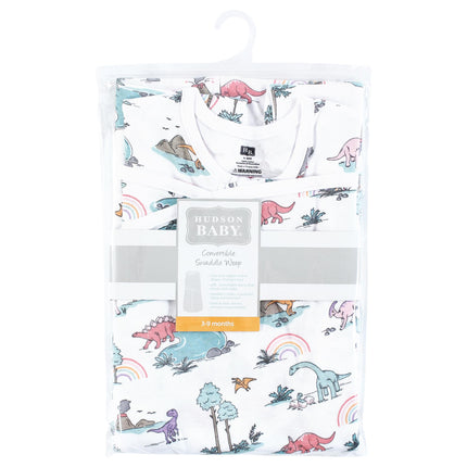 Hudson Baby Unisex Baby Convertible Swaddle Sleep Sack, Pink Dinosaur Adventures, 3-9 Months