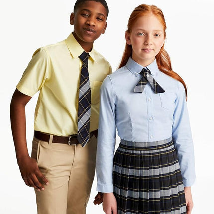 French Toast Husky Boys Short Sleeve Classic Dress Shirt, Yellow, 16 Husky