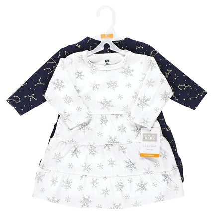 Hudson Baby Baby Girls' Cotton Dresses, Metallic Snowflake Star, 0-3 Months