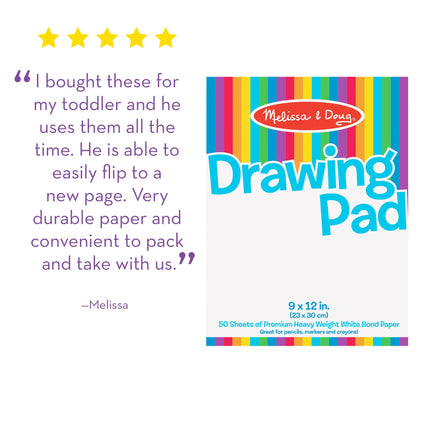 Melissa & Doug Drawing Paper Pad (9 x 12 inches) - 50 Sheets, 3-Pack - Kids Drawing Paper Pad, Coloring Art Pads For Kids, Toddler Sketch Pads For Ages 3+