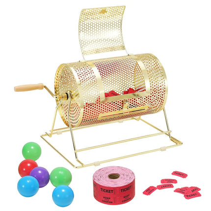VEVOR Raffle Drum, 11.6 x Ø7.48 inch Brass Plated 