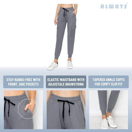 ALWAYS Pantalones de jogger casuales para mujer - Súper suaves, elásticos y cómodos, con bolsillos, Pjog128 / Azul Jaspeado, S