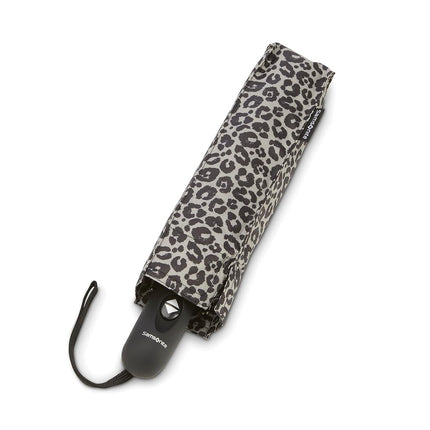 Samsonite Compact Auto Open/Close Umbrella, Grey/Black Cheetah, One size, Modern