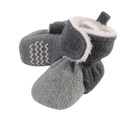 Hudson Baby Patucos unisex de forro polar y borrego sintético, carbón jaspeado, gris jaspeado, de 0 a 6 meses para bebé