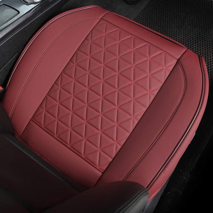 Black Panther 1 Pair Luxury PU Leather Car Seat Covers Protectors for Front Seat Bottoms,Compatible with 90% Vehicles (Sedan SUV Truck Mini Van) - Burgundy (21.26×20.86 Inches)