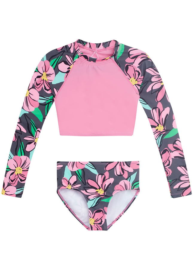 Kanu Surf Girls' Long Sleeve Rashguard UPF 50+ Two
