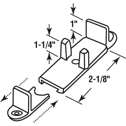 PRIME-LINE N 6761 Guide by-Pass Door Wh 1-1/4 in, Mill
