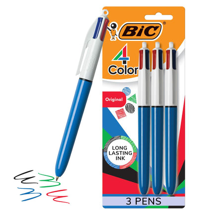 Bic 4-Color Ballpoint Retractable Pen, Assorted In