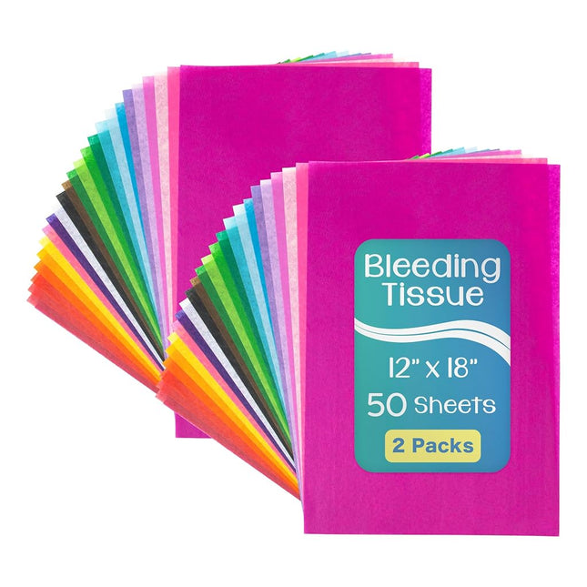 Hygloss Bleeding Tissue Assortment, 12 x 18-Inch, 20 Assorted Colors, 50 Sheets per Pack, 2-Packs (100 Sheets Total)