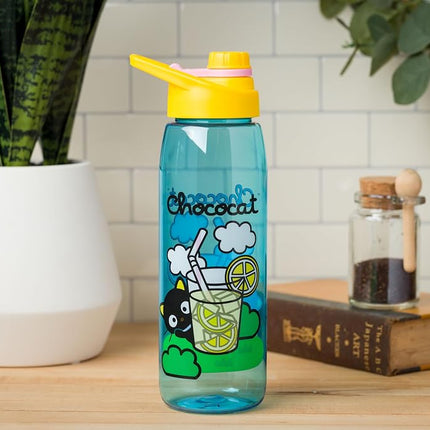 Silver Buffalo Sanrio Chococat Lemonade Water Bottle w Screw Lid, 28 Ounces