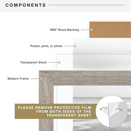 MCS Museum Poster Frame 11x17 Barnwood, Vertical & Horizontal Wall Hanging Large Picture Frame for Photos, Posters & Art Prints (1-Pack)