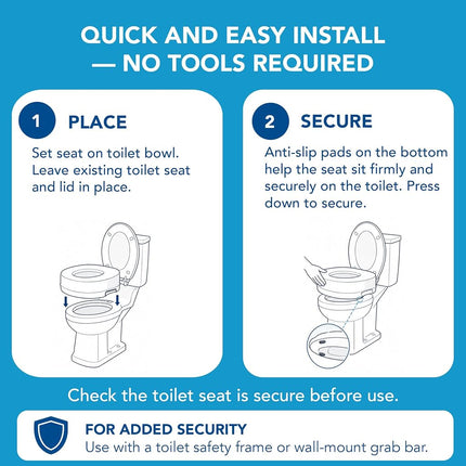 Carex Toilet Seat Riser - Adds 5.5 Inches of Height to Toilet - Raised Toilet Seat With 300 Pound Weight Capacity - Slip-Resistant