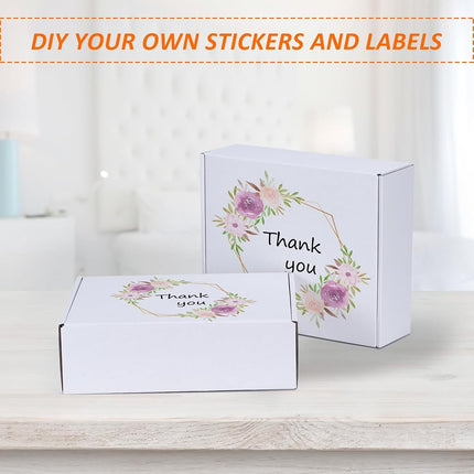 HORLIMER 10x8x3 inches Shipping Boxes Set of 25, White Corrugated Cardboard Box Literature Mailer, 25 Stickers Included