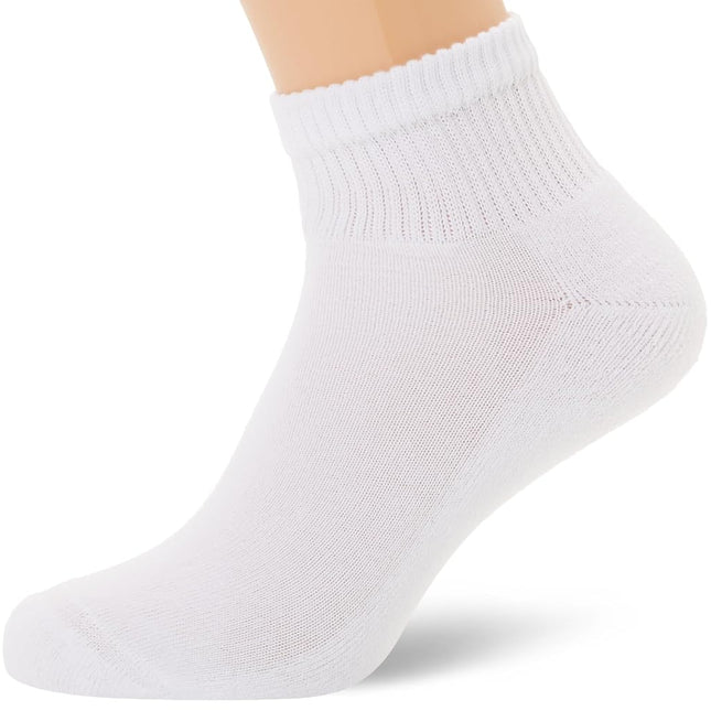 Hanes Women's Ankle Socks, Comfort Toe Seamed, Black Available, 6-Pack, White-6 Pack, 7-11 UK (Pack of 6)
