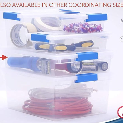STERILITE 19638606 Large Clip Box, Clear with Blue Aquarium Latches