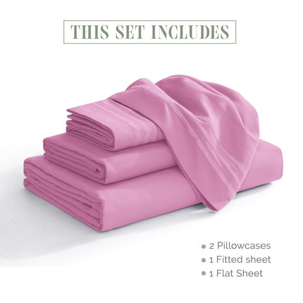 Elegant Comfort Luxury 1500 Premium Hotel Quality Microfiber 4-Piece Sheet Set - Wrinkle Resistant, All Around Elastic Fitted Sheet, Deep Pocket up to 16", California King, Light Pink