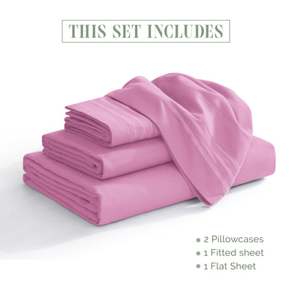 Elegant Comfort Luxurious 1500 Premium Hotel Quality Microfiber 4-Piece Sheet Set, 18-24 Inches Deep - Extra Deep Pocket Sheets - Ultra Soft 4PC Deep Pocket Sheets, King, Light Pink