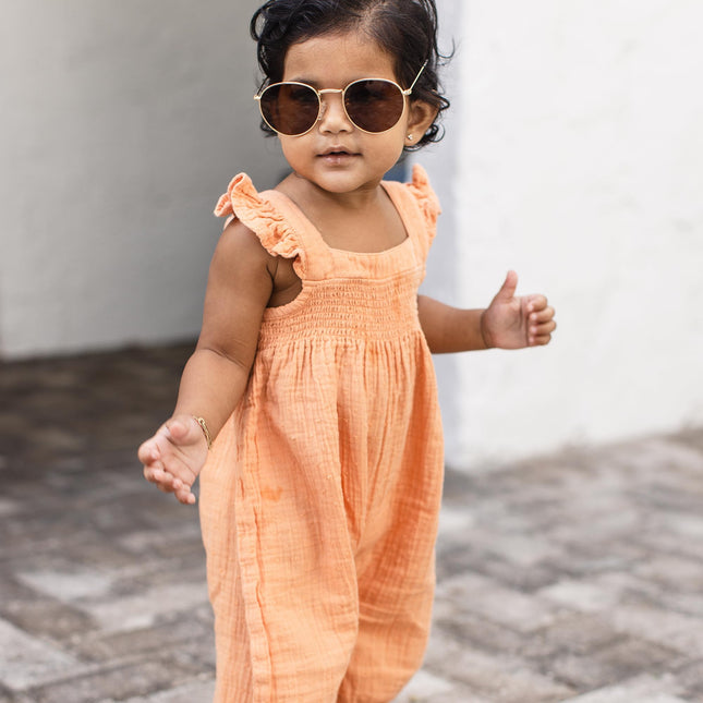 Burt's Bees Baby Baby Girls Romper - 100% Organic Cotton, One-Piece Shortall Girl Outfit for Sizes Newborn to 24 Months, Peach Puff, Newborn