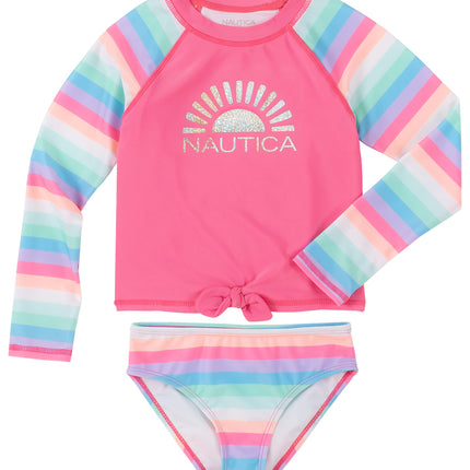 Nautica Girls' Two-Piece Rashguard Swimsuit Set, U
