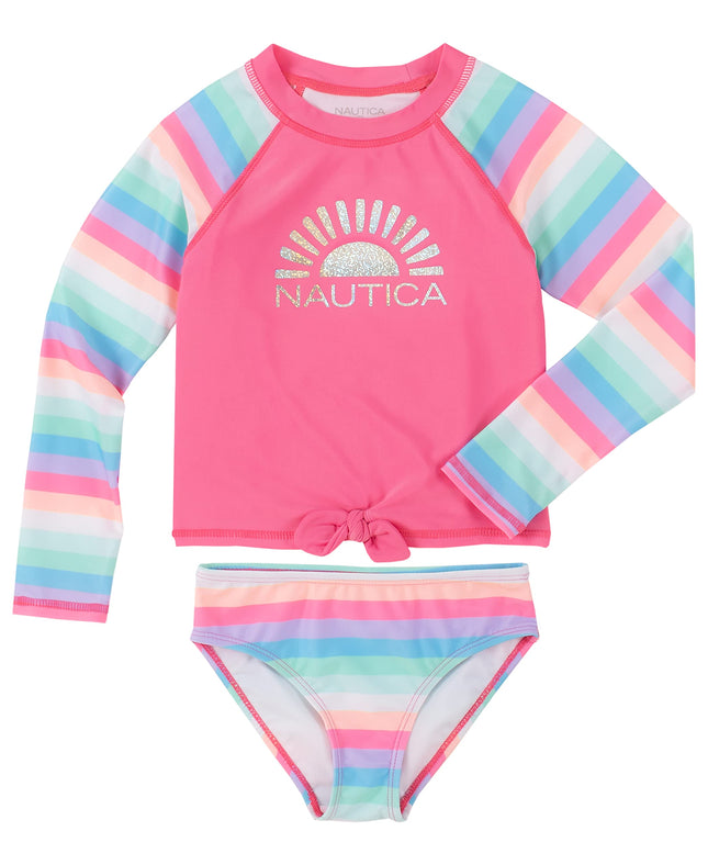 Nautica Girls' Two-Piece Rashguard Swimsuit Set, U