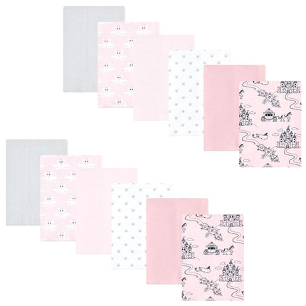 Hudson Baby Unisex Baby Flannel Burp Cloth 12pk, Fairytale Princess, One Size