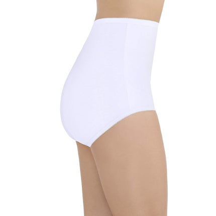 Vanity Fair Women's High Waisted Underwear, Full Coverage Ladies Panties, Perfectly Yours Briefs, Cotton-Star White/Star White/Star White, 10 (Pack of 3)