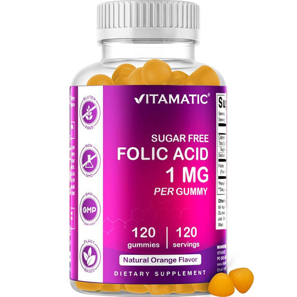 Vitamatic Sugar Free Folic Acid 1 mg Gummies 120 C