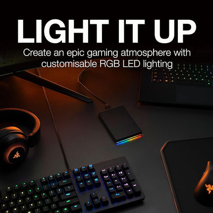Seagate FireCuda Gaming Hard Drive 1TB, External Hard Drive HDD, USB 3/2, RGB LED lighting, Data Rescue Services (STKL1000400)