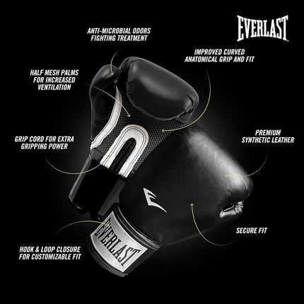 Everlast Prostyle 2 14oz Boxing Gloves (Black), Muay Thai, Men, Women
