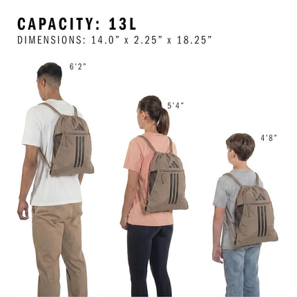 adidas Alliance Sackpack, Khaki Six/Black/3, One Size, Sackpack