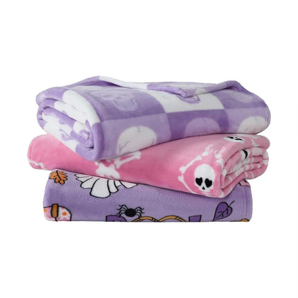 Betsey Johnson - Blanket, Buttery-Soft Throw Blanket for Couch or Bed, Boldly Plush & Oversized Bedding, Halloween Decor (Yoga Skeleton Pink, 50" x 70")