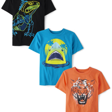 The Children's Place Boys' 3-Pack Short Sleeve Gra