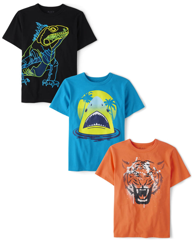 The Children's Place Boys' 3-Pack Short Sleeve Gra