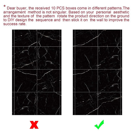 10pcs 23.6"x11.8" Marble Peel and Stick Waterproof Wall Panels - Heat-Resistant Backsplash Tile, PVC Wall Panels for Kitchen,Bathrooms,Living Rooms, Bedrooms, TV Walls,Black (19.4 Sq. Ft.)