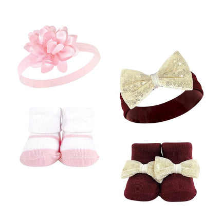 Hudson Baby baby-girls Headband and Socks Set, Flower, 0-9 Month