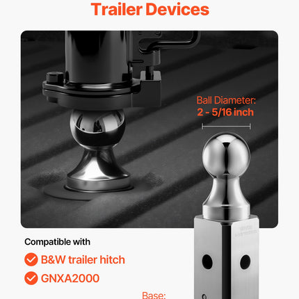 VEVOR Gooseneck Ball Hitch, Compatible with 2-5/16 Inch Hitch Replacement Ball, Gooseneck Trailer Hitch Up to 30,000 lbs Load Capacity, Fit Off-Road Rescue, RV Towing & Industrial Equipment Transport
