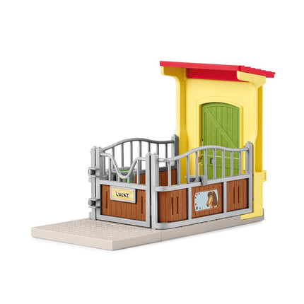 Schleich Farm World - Pony Box with Iceland Pony Stallion Playset, Collectible Horse Toy for Kids Ages 3+