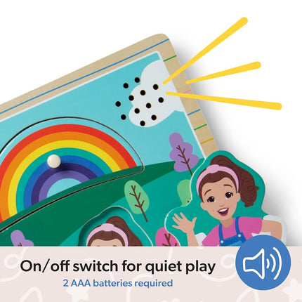 Melissa & Doug® Ms. Rachel™ Wooden Song Peg Puzzle, 6-Piece with Full Songs, Toddler Toys for Boys and Girls Ages 2-5+ Years - FSC-Certified
