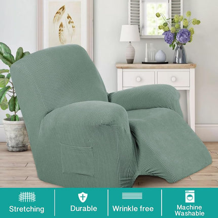 Turquoize Stretch Recliner Cover Recliner Chair Cover Recliner Slipcover 1-Piece Sofa Cover with Side Pocket Jacquard Sofa Furniture Cover/Protector Soft with Elastic Bottom, Machine Washable, Cyan