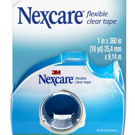 3M 77 Nexcare Flexible Clear First Aid Tape: 1 in. x 30 ft. (Clear) +with Dispenser