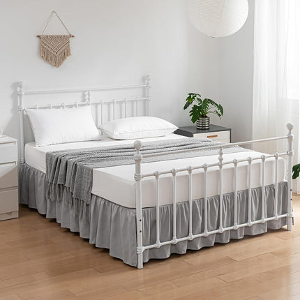 xuan dian Bed Skirt Queen Size Ruffled Bed Skirts with Split Corners