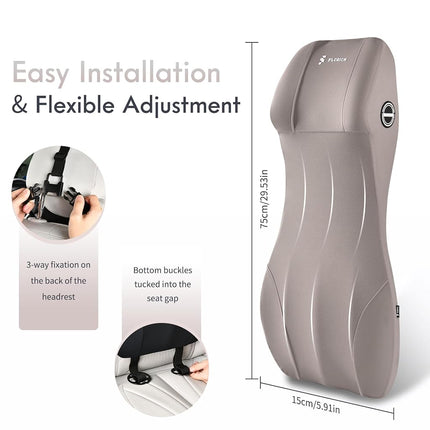 FLORICH Lumbar Support Pillow and Car Neck Pillow Memory Foam Integrated Lumbar Support Cushion with Headrest Pillow Ergonomic Car Seat Back Support for Head Waist Support Sciatica Pain Relief, Gray