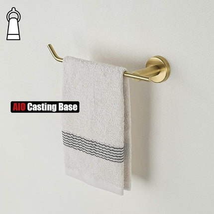 JQK Gold Hand Towel Bar, Stainless Steel Towel Ring for Bathroom, 9 Inch Necklace Holder Brushed Golden Wall Mount Left Hand, TR101-BG