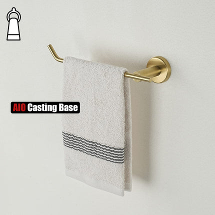 JQK Gold Hand Towel Bar, Stainless Steel Towel Ring for Bathroom, 9 Inch Necklace Holder Brushed Golden Wall Mount Left Hand, TR101-BG